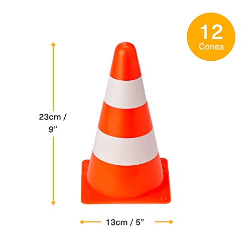 Bramble 12er-Set Pylonen 23 cm Orange-Weiß - Sportkegel Verkehrshütchen Markierungskegel - Auch als Spielkegel für Kinder