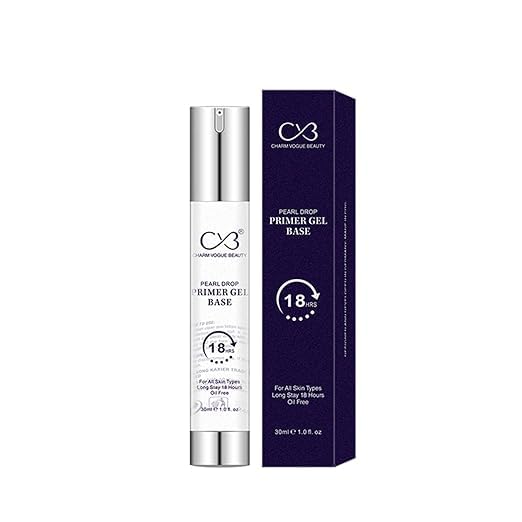 CVB C14 Pearl Drop Primer Gel Base for All Skin Types, Oil-Free Cream for Long Lasting Make-up Base, 30 ml