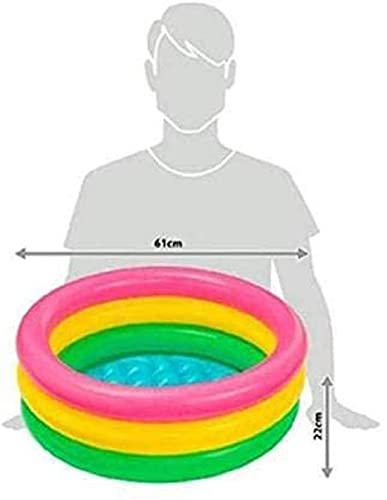 Image of Summer Special Inflatable Kid Swimming Pool with Air Pump - 2 Feet, Multicolor - Perfect for Kids' Bath Time & Water Play