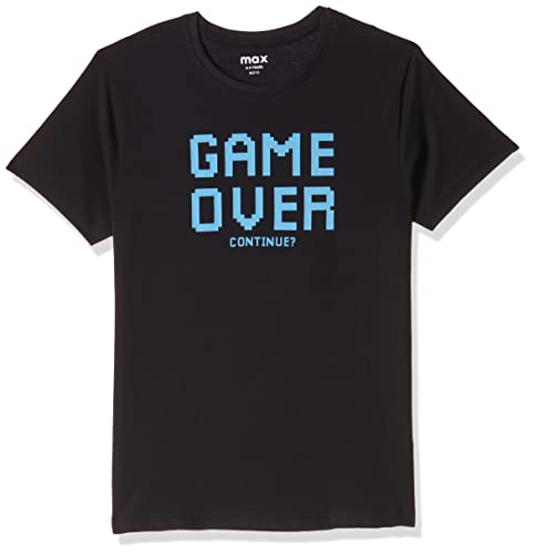 Image of max Boy's Pure Cotton Typographic Printed Regular Fit T-Shirt