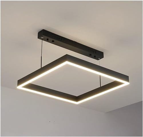 Lustre LED suspendu carré D60 cm à 3 couleurs pour éclairage de salon
