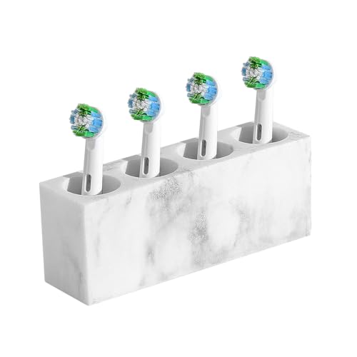 Luxspire 4 Slots Electric Toothbrush Head Holder,Toothbrush Holder Toothbrush Heads Holder Compatible with Oral B iO Philips Sonic Toothbrushes Hygiene Tongue Scraper Razor Holder, Gravel White