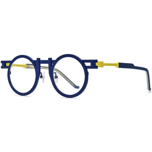 Image of FONEX Colorful Pure Titanium Glasses Frame Women Retro Round Eyeglasses Eyewear F85833