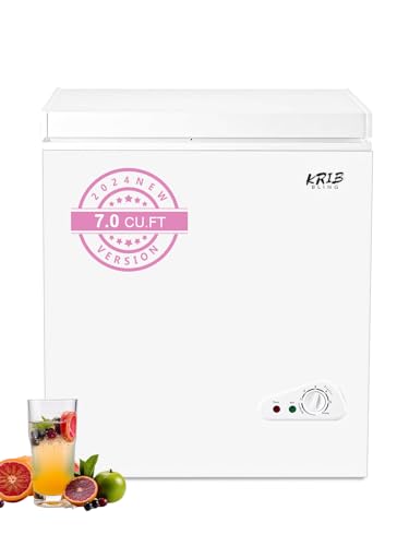 Krib Bling 3.5 cu.ft Adjustable Thermostat Chest Freezer with Removable Storage Basket for House Kitchen Garage Basement Black