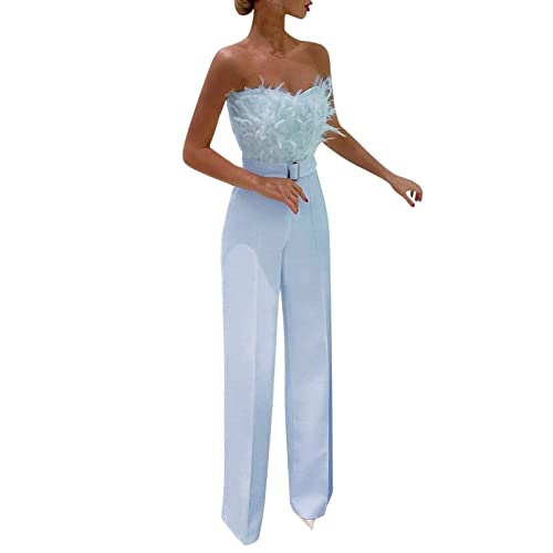 Tuta Donna Eleganti Curvy Pantaloni da Tuta da Donna Baggy Completo Senza Manica Scollo a V Vestito Con Tasche Tinta Unita Tuta da Donna Elegante Cerimonia Playsuit Completi Lungo da Sera Interi