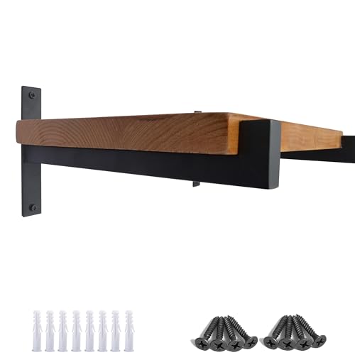 OVOV 2 Pcs Steel Heavy Duty Shelf Brackets Wall Mounted Industrial Metal Shelf Supports Matte Black...