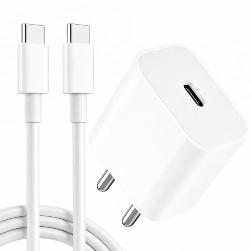 Image of 20W PD Fast Charger Adapter with 1 Meter Type C to C Data Syn. Cable Compatible with iPhone 16 /16 Plus /16 Pro /16 Pro Max, 15 /15 Plus /15 Pro /15 Pro Max, Laptop & Other C Type Devices