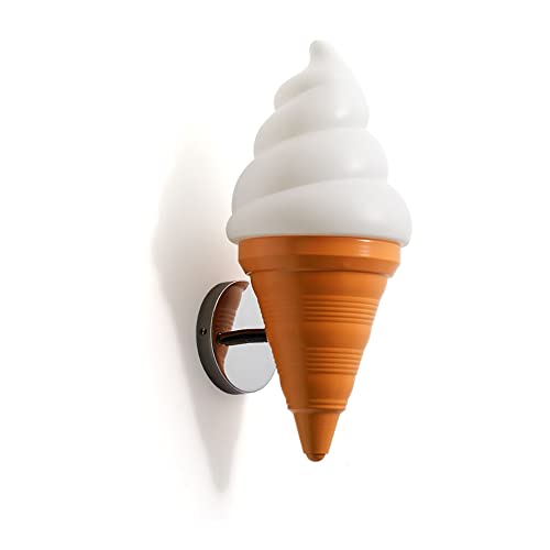 Image of Cute Ice Cream Cones Wall Sconce, Plastic Wall Light, Modern Children's Room Lighting for Children's Room Cafe in Orange