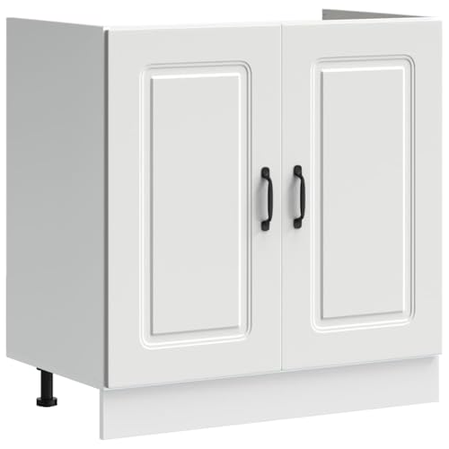 vidaXL Spülenunterschrank Kalmar Weiß 80x46x81,5 cm Holzwerkstoff, Küchenunterschrank, Unterschrank für Küche, Küchenzeile, Küchenschrank vidaXL Spülenunterschrank Kalmar Weiß 80x46x81,5 cm Holzwerkstoff, Küchenunterschrank, Unterschrank für Küche, Küchenzeile, Küchenschrank