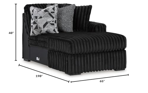 Image of Signature Design by Ashley 3-Piece Corduroy Sectional with Chaise, Black