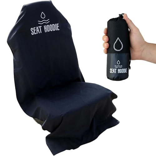 Seat Hoodie Car Seat Towel | Premium Microfiber Towel Seat Covers for Cars | Universal Fit & Machine Washable | Portable Car Seat Towel Cover After Gym, Yoga, Beach Black