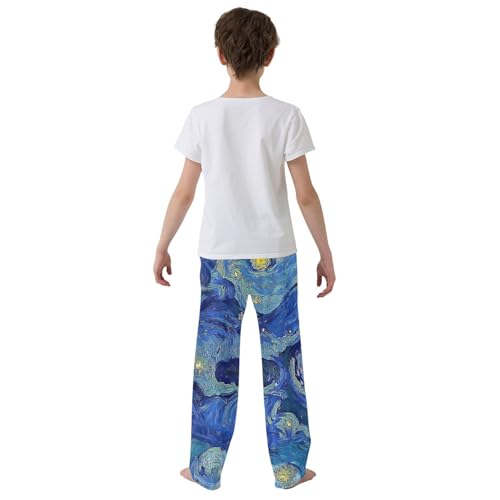 Pajamas Pants Soft Blue Starry Night Long Sleep Pjs Lounge Pajama Bottoms Elastic Waist with Pockets3