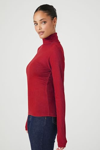 Image of Emmalise Womens Turtleneck Top Long Sleeves Fitted Ribbed Top