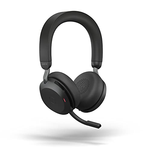 Image of Jabra Evolve2 75 PC Wireless Headset with Charging Stand and 8-Mic Technology - Dual Foam Stereo Headphones with Advanced Active Noise Cancelling, USB-C Bluetooth Adapter and UC Compatibility - Black