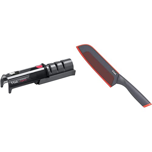 ティファール シャープナー インジニオ コンパクトシャープナー K26105 ブラック 5.2×4.6×12.4cm & 三徳包丁 三徳ナイフ 16.5cm フレッシュキッチン チタン強化コーティング K13402【セット買い】