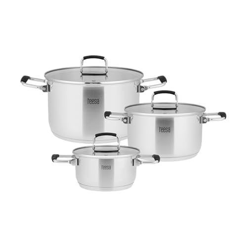 Teesa Juego de 3 ollas 6 piezas COOK PRIME acero inoxidable todo tipo de cocinas TSA0149