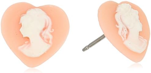 1928 Jewelry Vintage Inspired Pink Cameo Heart Post Stud Earrings