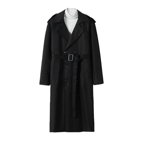Trench coat long homme style british noir parfait pour les sorties en ville