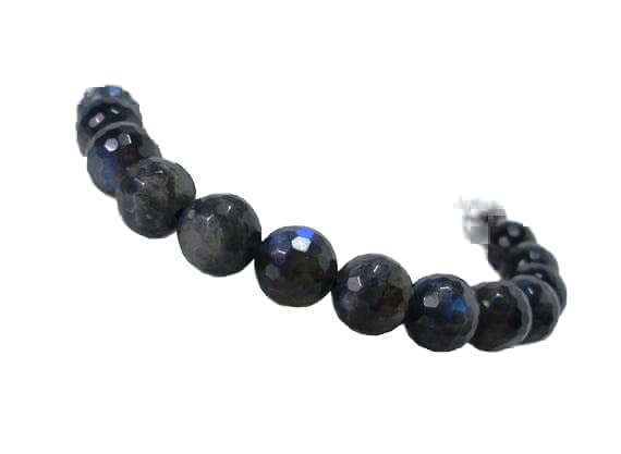 Bracelet de luxe en labradorite de feu bleu 8mm aux reflets gemme