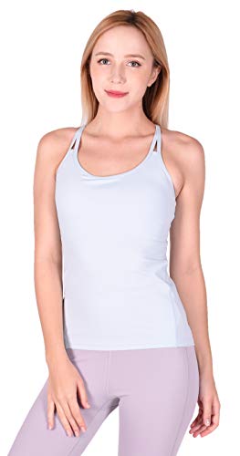 Private Island Women UPF50+ Tankini Bathing Swimsuits Sleeveless Tank Bra Top Swim Rash Guard (XXL, L Blue)