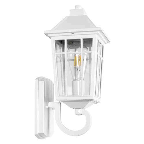 Image of JYZ 15 inch White Exterior Wall Lantern, Anti-Corrosion Outdoor Wall Lamp with Seeded Glass Cover, Dust Resistant Outdoor Decor Lighting for Front Door, Garage, Yard, Lawn, Country Home Outdoor Decoration