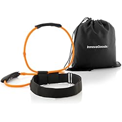 InnovaGoods Cinturón con Bandas de Resistencia para Glúteos y Guía de Ejercicios Bootrainer, Adultos Unisex, Negro, Naranja, 4 InnovaGoods® Cinturón gomas elasticas musculacion, Bandas Elásticas de musculacion x2-40 lb/18 kg, Correas Ajustables con Velcro, bandas elasticas fitness para Glúteos, Abdominales y Piernas.