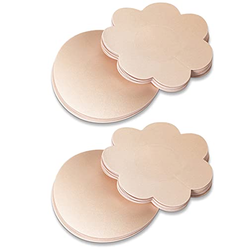 YISIBIA 80 Pieces Nipple Covers For Women Disposable Adhesive Natural & Invisible Satin Nipple Pasties Stickers Breast Petals