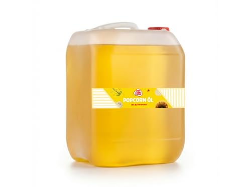 Popcornloop Öl Kanister 10 Liter Hocherhitzbar Butter High Oleic Fett mit Butteraroma Buttergeschmack Oil Omega Hocherhitzbares Bratöl Popcornmaschine Zucker Salz Rapsöl Sonnenblumenöl