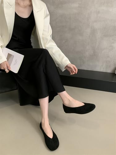 ZQW Cute Suede Slip-On Ballet Flats Round Toe Comfort Loafer Shoes Everyday Wear Work Weekend Travel for Women All Day Use3