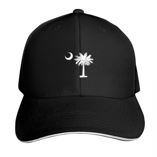 Gorras de béisbol clásicas Bandera DE Carolina Sombrero de Pesca de palmito y Luna Creciente para Hombre Gorra de Camionero con Gorra de Pesca Moda Masculina para Mujer Retro Esencial para el Verano
