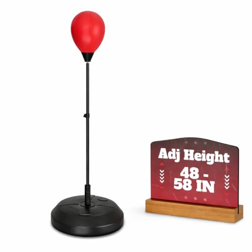 Adjustable Boxing Reflex Bag with Stand – 48'-58' Standing Punching Bag Kit with Gloves & Pump,...
