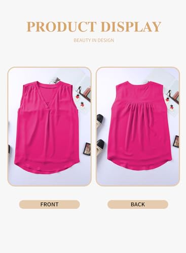 Image of Eytino Womens Plus Size Tank Tops Summer Sleeveless V Neck Casual Loose Chiffon Blouse Office Work Shirts(1X-5X)