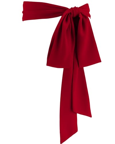 Glitopper Women Chiffon Sash Belt Dress Sash Waist Bridal Wedding Belt 50s Accessories 3 Wide(Wine Red Classic Style)