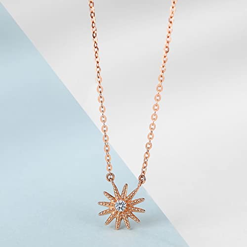Collier pendentif diamant en or rose 18 carats luxueux pour femme