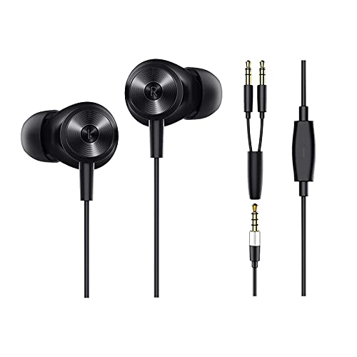 Bluedio Wired Earbud with Mic, in-Ear Headphones Wired with Extended 3.5mm Y-Type Audio Cable, Noise Cancelling Earphones for All 3.5mm Interface Device/Android and iOS Smartphones/PC Laptops Gaming