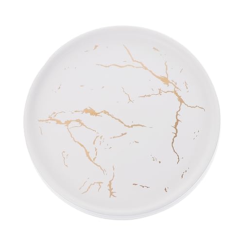 CONGARTENO Assiette Ronde Décorative Marbre Blanc Support Chic pour Bijoux et Accessoires Plateau de Service pour Cuisine Salle de Bain ou Bureau