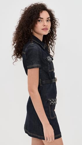 Women's Indigo Denim Crystal Trim Mini Dress4