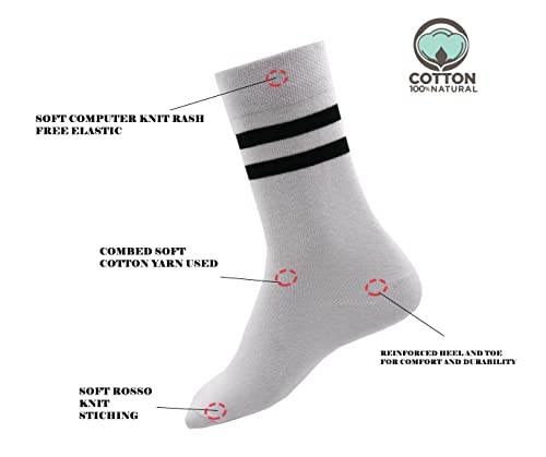 RC. ROYAL CLASS Boys and Girls Calf Length White Bottle Green DPS School Cotton Socks (pack of 3 pairs for all age groups)