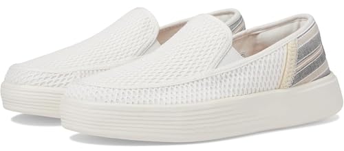 Image of HEYDUDE Women's Sunapee Slip on Sneakers, Mesh Stripe White, 10