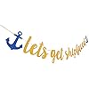 Amazon.com: Let's Get Shipfaced Gold Glitter Banner for Nautical Sailor ...