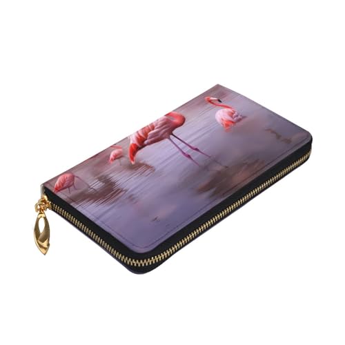 Flamingos Long Leather Wallet,Large Capacity Soft Pu Leather Purse For Women With Multiple Card Slots Phone Pocket And Zipper Coin Purse Stylish Phone Card Holder Clutch3
