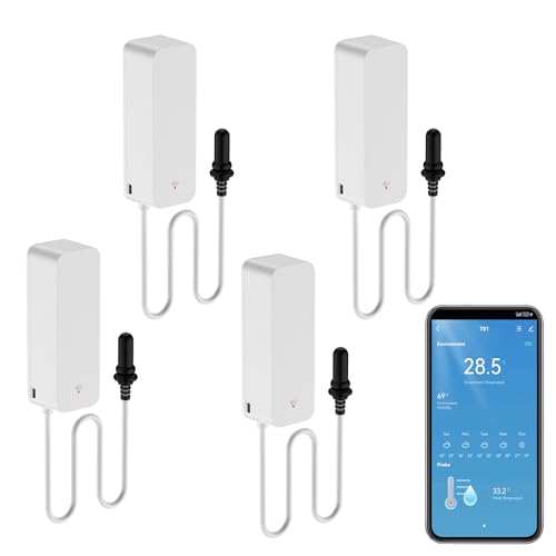 Termometro intelligente igrometro, sensore di temperatura WiFi con sonda esterna, termometro con funzione meteorologica, misurazione dell'umidità per congelatore, acquario, allarme app, monitor