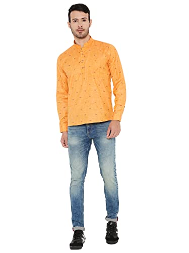 Image of Maharaja Linen Regular Short Kurta with Ful Sleeves for Men