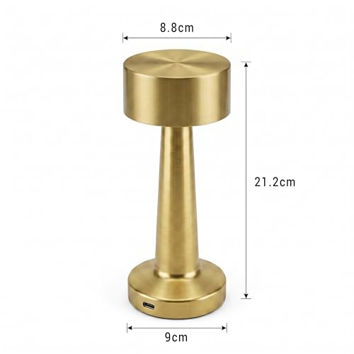Image of Table Lamp /Table Lamp Study Room /Lamp Table /Led /Wireless Led Touch 3 Mode Metal /Bed Lamps Bedroom Side /Rechargeable Metal Touch /Warm Lighting /Bedside Lamp /Nightstand Lamp (Golden Lamp)