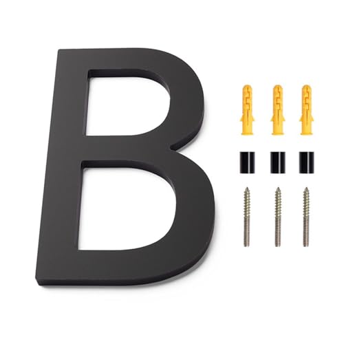 Numeri Di Casa Flottanti 5/6 Pollici Con Viti, Numero Di Porta Moderno In Acrilico, Targhetta indirizzo Nera Per Cassetta Postale, Segno Decorativo Per Esterni, Per Appartamento(B,6In)
