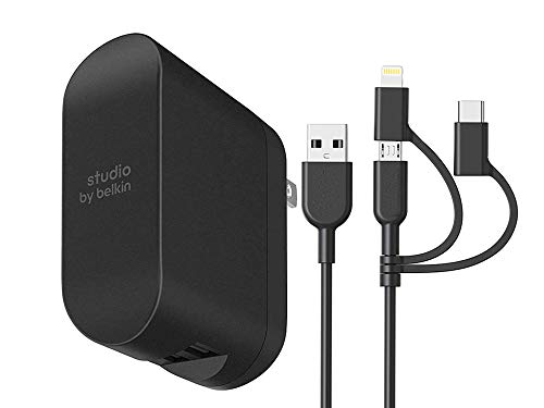 Belkin Boost Charge 2-Port Wall Charger  24W Multi-USB Charger 4.8Amp with 3in1 USB Cable (for iOS & Android)