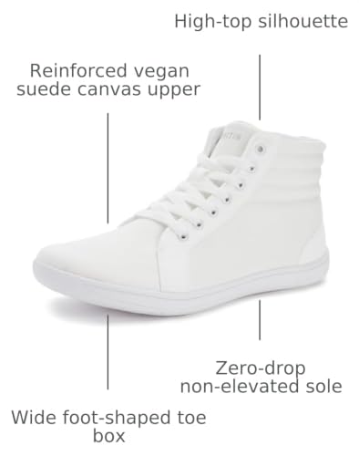 Image of WHITIN Men's Wide Hi-Top Minimalist Barefoot Shoes with Ankle Support W823 | Natural Toe Freedom, Zero Drop Sole, Lightweight Comfort for Casual Everyday Walking