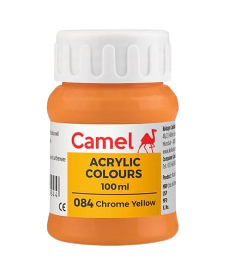 Image of Acrylic Colour (Fabric Colour) 100ML - Versatile, Permanent, and Skin-Friendly Paint for Multiple Surfaces | (Chrome Yellow 084)