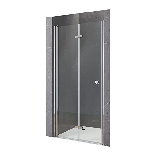 Rahmenlos Faltbare Duschtür 100cm Duschwand Glas Faltwand Falttür...