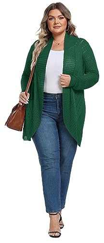 TIANZHU Plus Size Lightweight Long Crochet Cardigan for Women Open Front Knit Cardigan Sweaters Casual Loose Coat3